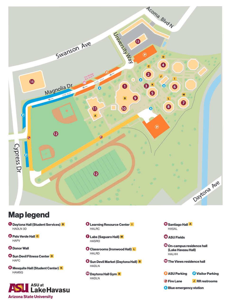 Map of ASU at Lake Havasu